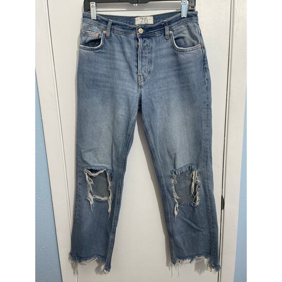 We The Free Jeans 26 Maggie Button Fly High Rise Cropped Grunge Festival Punk - Picture 1 of 8